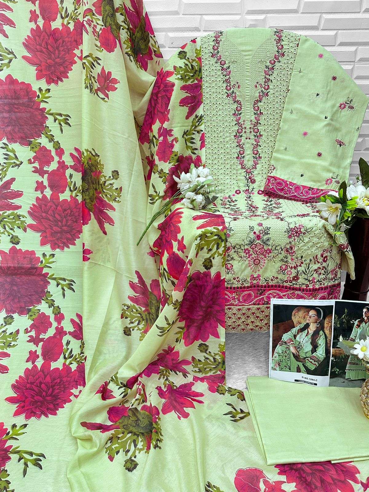 FLORENT D NO 1084COTTON WITH HEAVY EMBROIDERY DESIGNER WORK SUIT