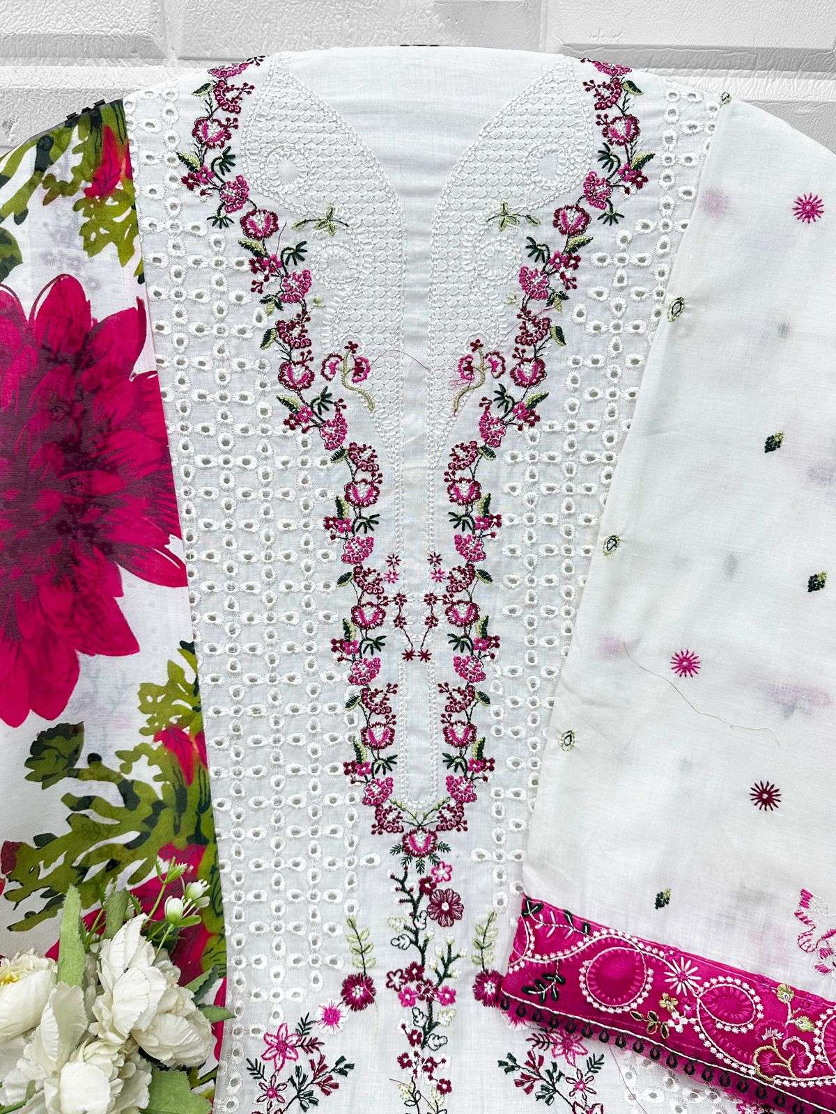 FLORENT D NO 1084COTTON WITH HEAVY EMBROIDERY DESIGNER WORK SUIT