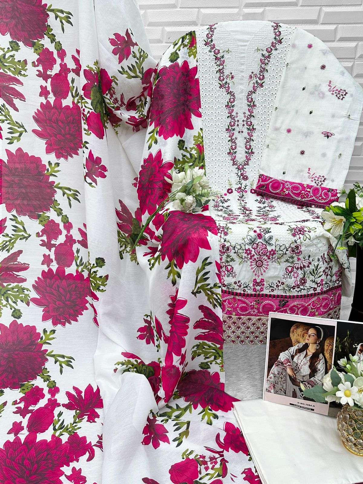 FLORENT D NO 1084COTTON WITH HEAVY EMBROIDERY DESIGNER WORK SUIT