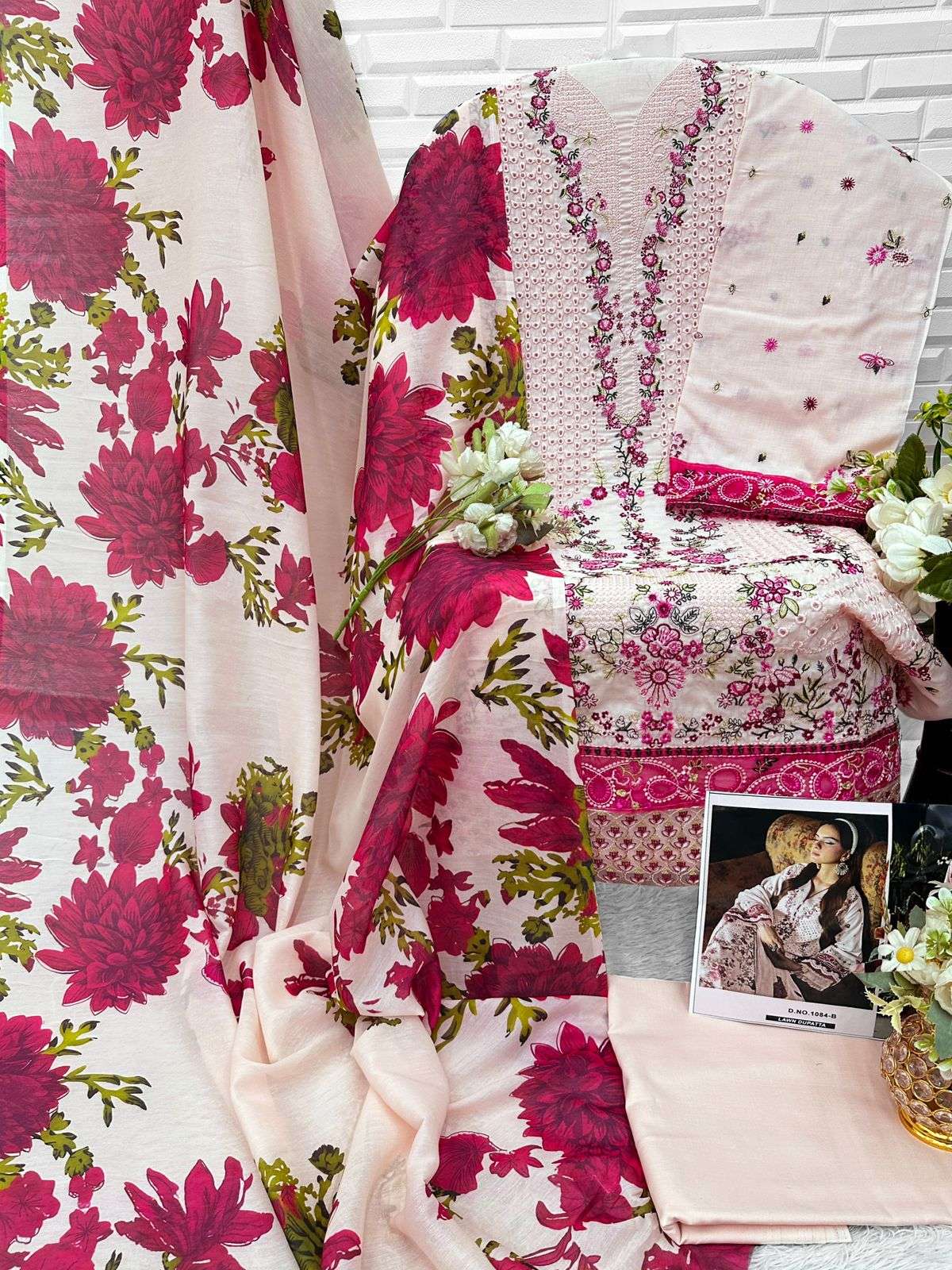 FLORENT D NO 1084COTTON WITH HEAVY EMBROIDERY DESIGNER WORK SUIT