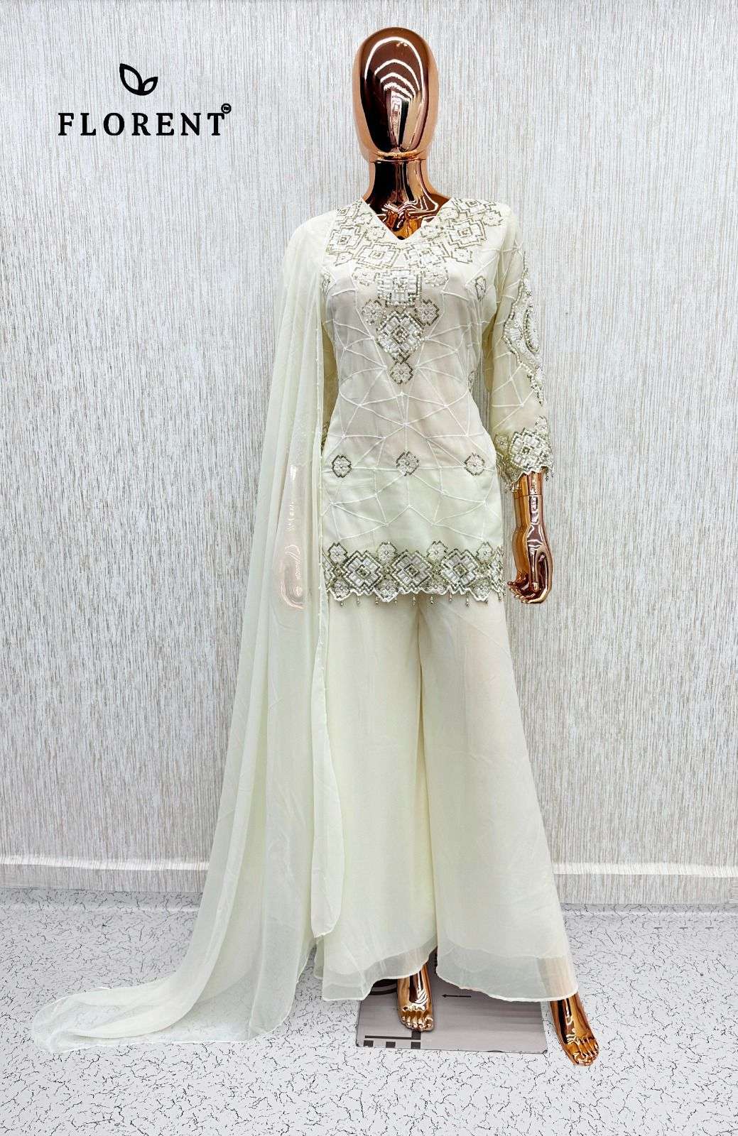 FLORENT D NO 1086 GEORGETTE BEAUTIFUL DESIGNER WORK PAKISTANI STYLE SUIT