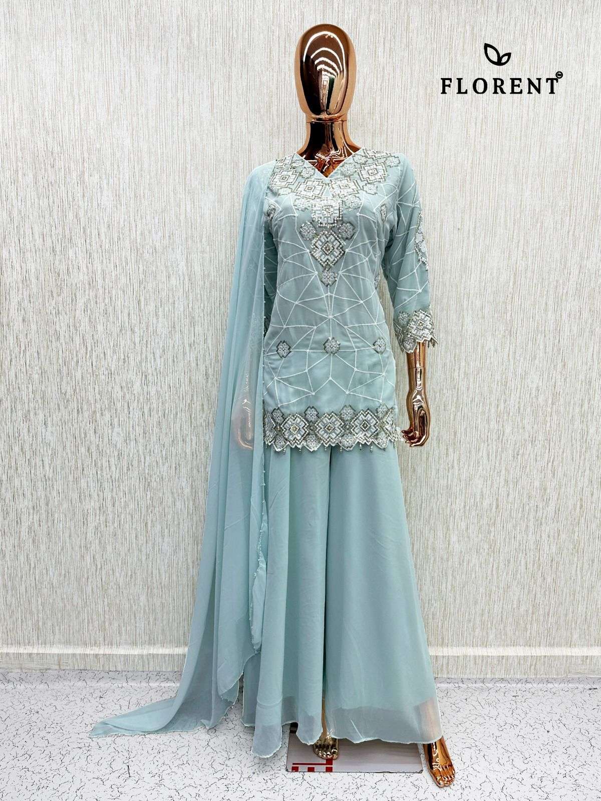 FLORENT D NO 1086 GEORGETTE BEAUTIFUL DESIGNER WORK PAKISTANI STYLE SUIT