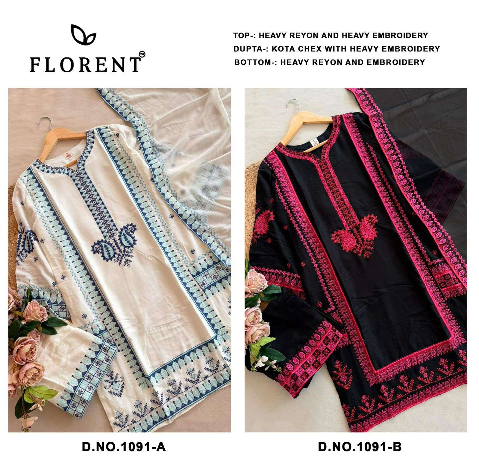 FLORENT D NO 1191 RAYON HEAVY EMBROIDERED DESIGNER READY MADE PAKISTANI SUIT