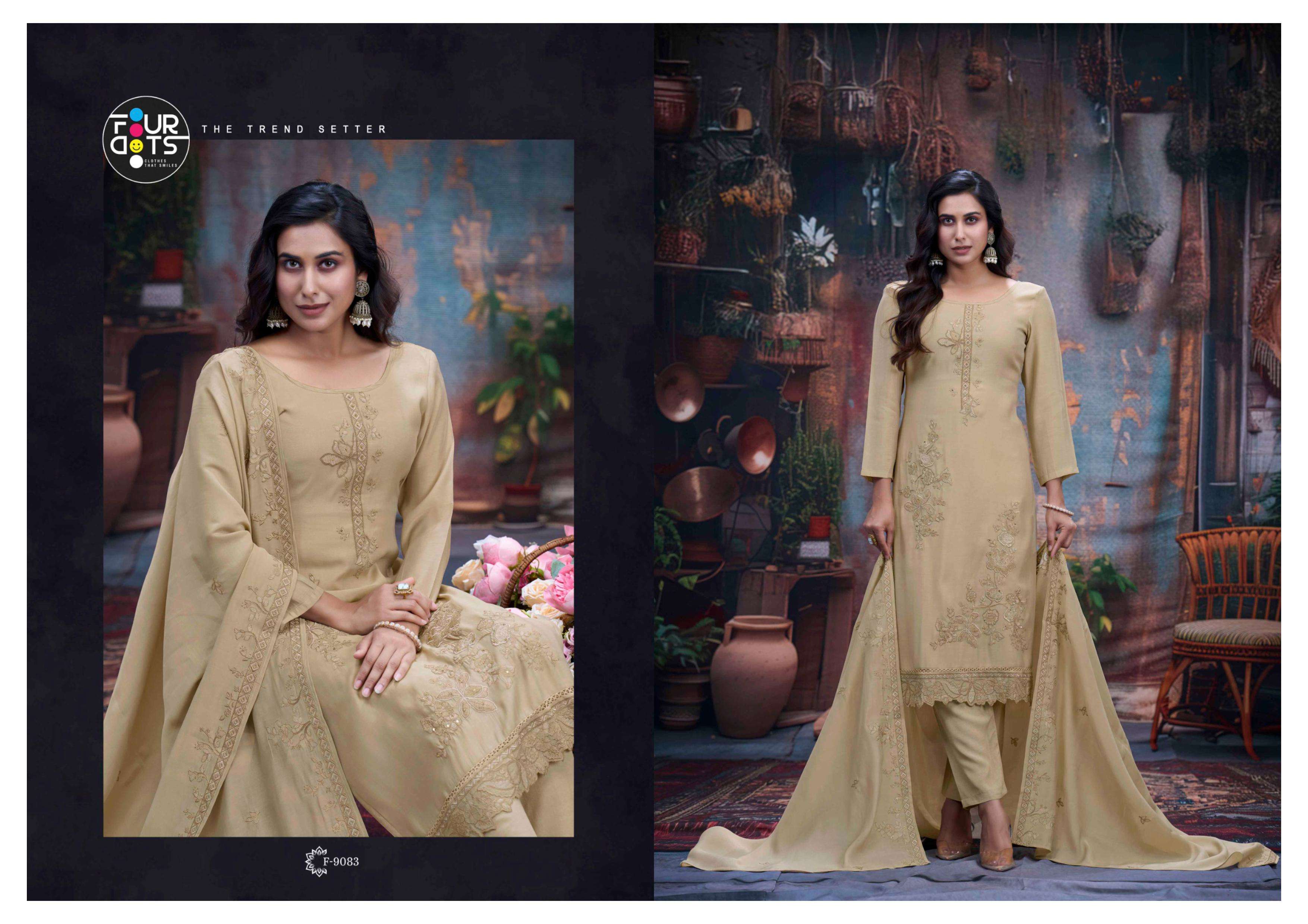 FOURDOTS ADORA COTTON HEAVY EMBROIDERY DESIGNER WORK SUIT