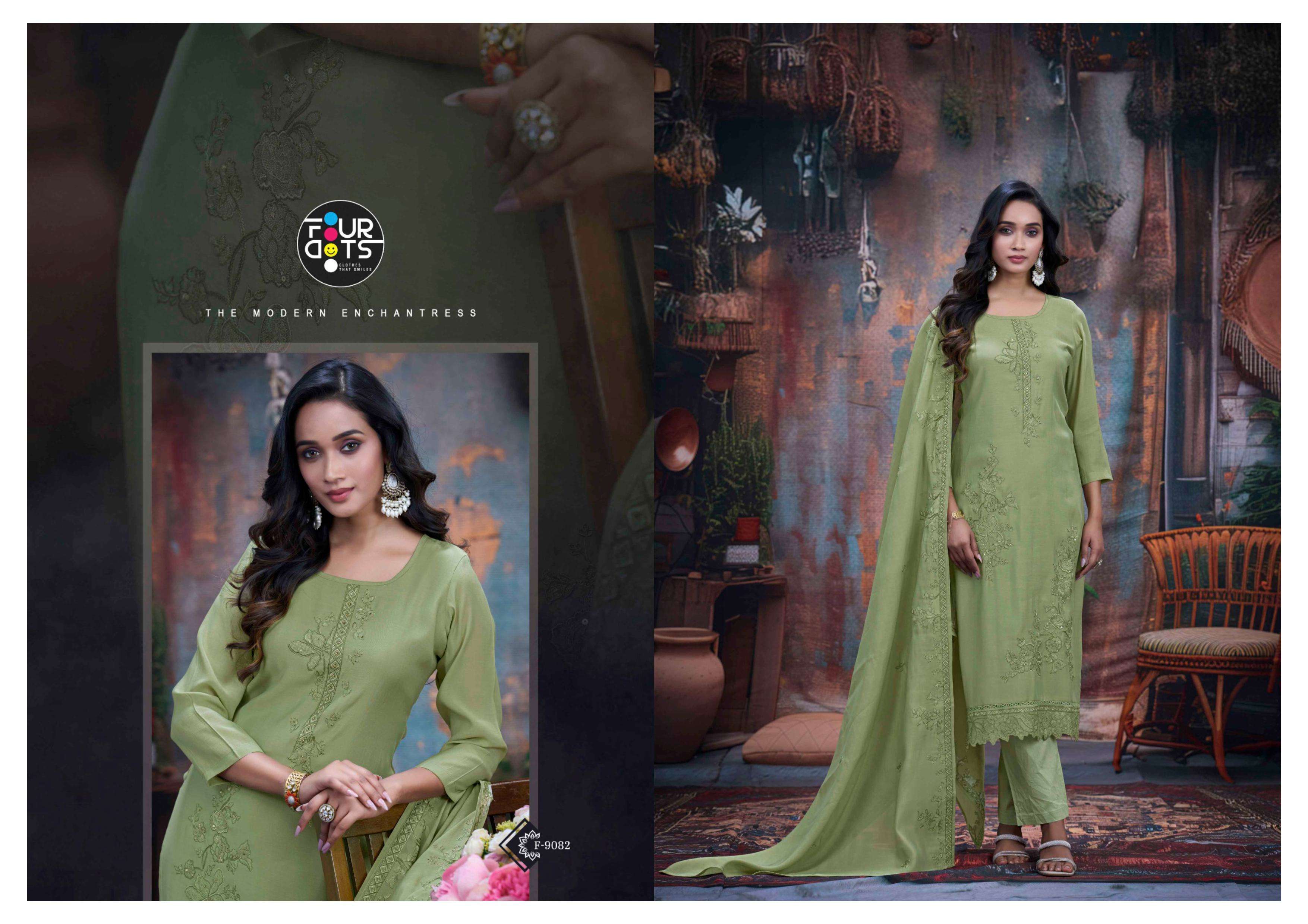 FOURDOTS ADORA COTTON HEAVY EMBROIDERY DESIGNER WORK SUIT