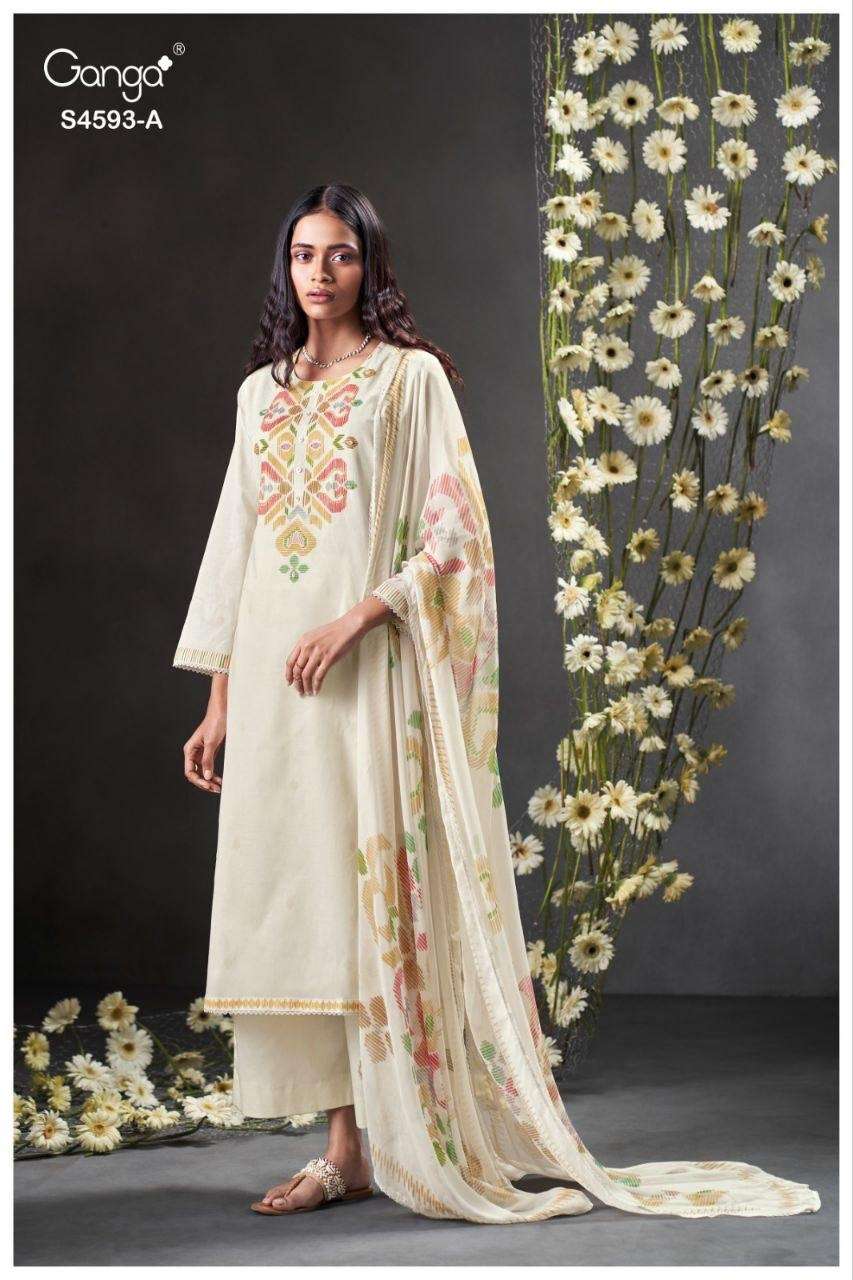 GANGA EVARA 4593 COTTON FANCY DESIGNER WORK LADIES SUIT