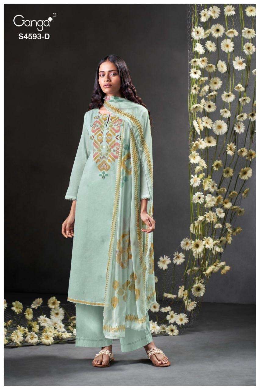 GANGA EVARA 4593 COTTON FANCY DESIGNER WORK LADIES SUIT