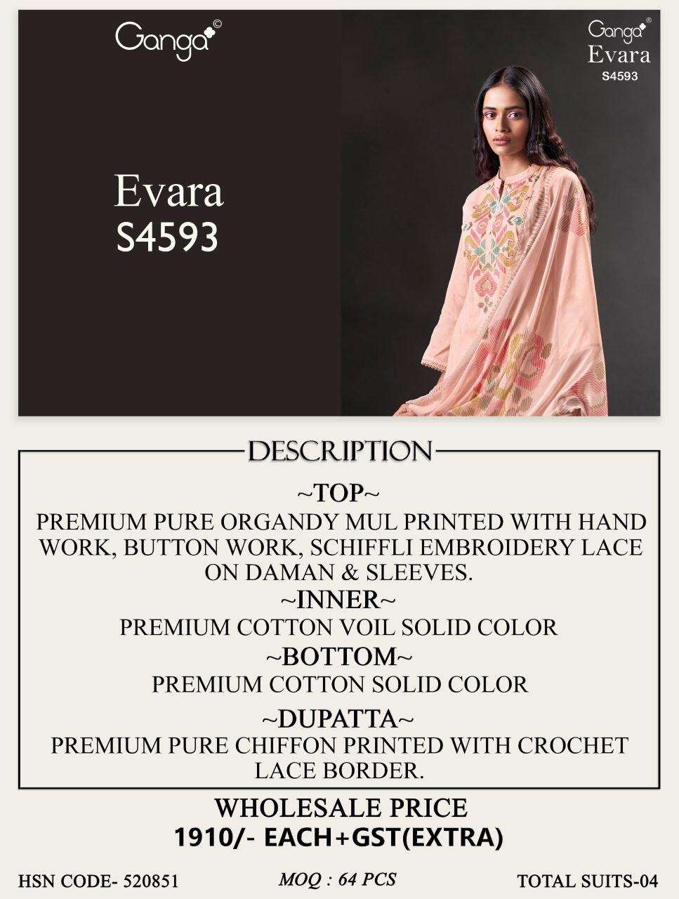 GANGA EVARA 4593 COTTON FANCY DESIGNER WORK LADIES SUIT