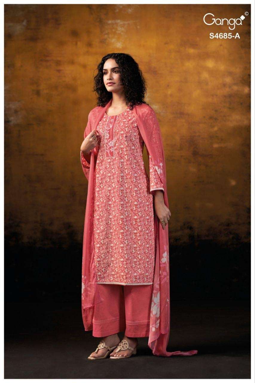 GANGA JIYAEL 4685 COTTON PRINTED WITH EMBROIDERY WORKS SUIT