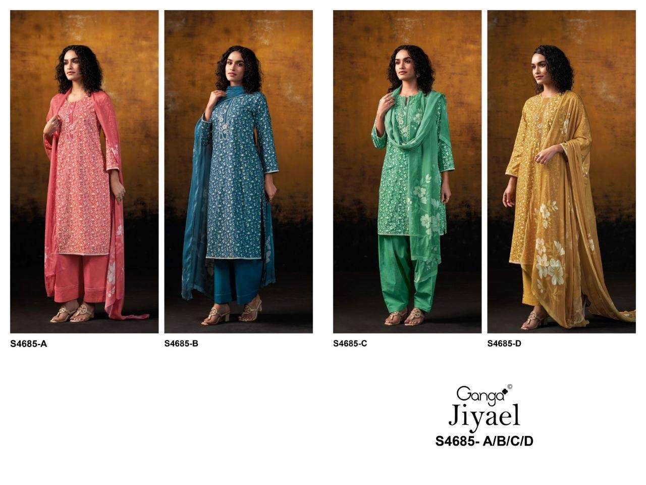 GANGA JIYAEL 4685 COTTON PRINTED WITH EMBROIDERY WORKS SUIT