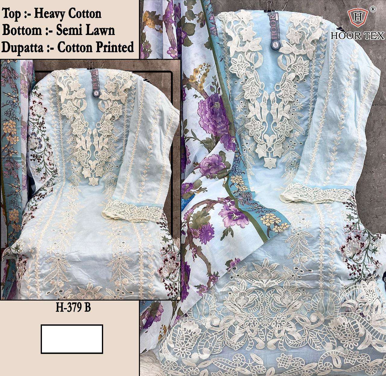 HOOR TEX H 379 COTTON PATCH EMBROIDERY WORK PAKISTANI SUIT