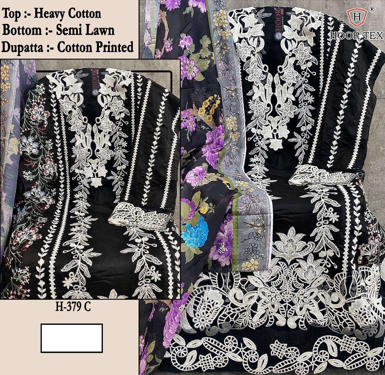 HOOR TEX H 379 COTTON PATCH EMBROIDERY WORK PAKISTANI SUIT