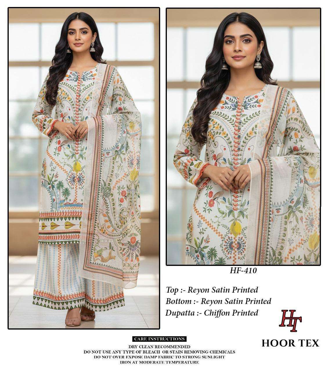 HOOR TEX HF 410 SATIN PRINTED FANCY READY MADE PAKISTANI SUIT