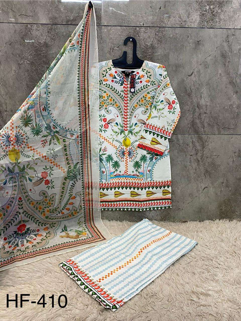 HOOR TEX HF 410 SATIN PRINTED FANCY READY MADE PAKISTANI SUIT