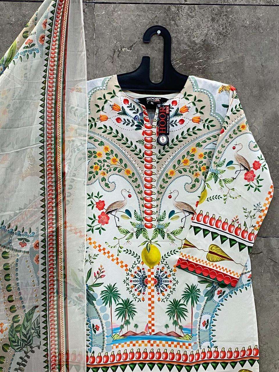 HOOR TEX HF 410 SATIN PRINTED FANCY READY MADE PAKISTANI SUIT