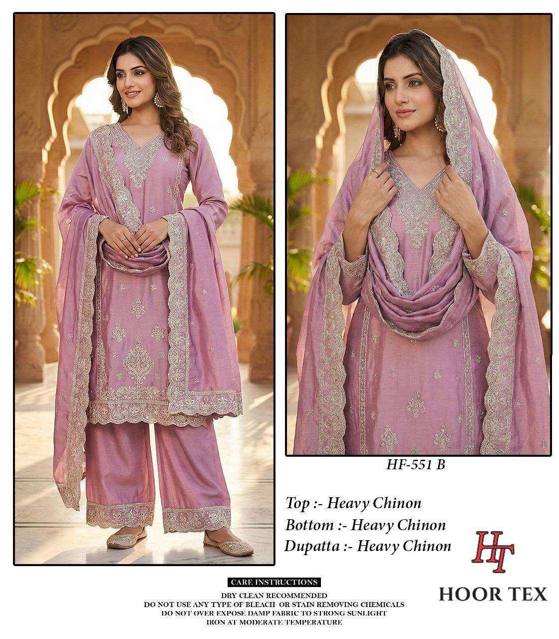 HOOR TEX HF 551 CHINON DESIGNER WORK PAKISTANI STYLE READY MADE SUIT
