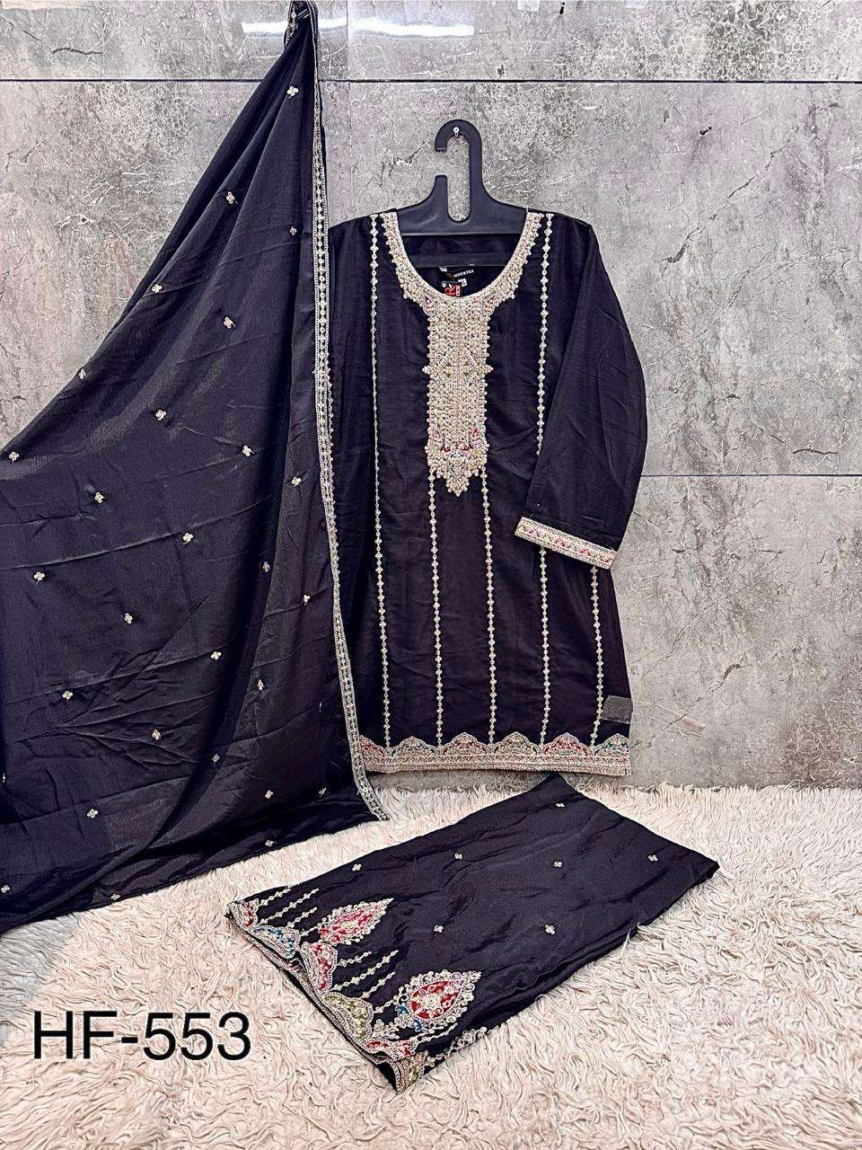 HOOR TEX HF 553 BEAUTIFUL EMBROIDERY DESIGNER WORK READY MADE PAKISTANI SUIT