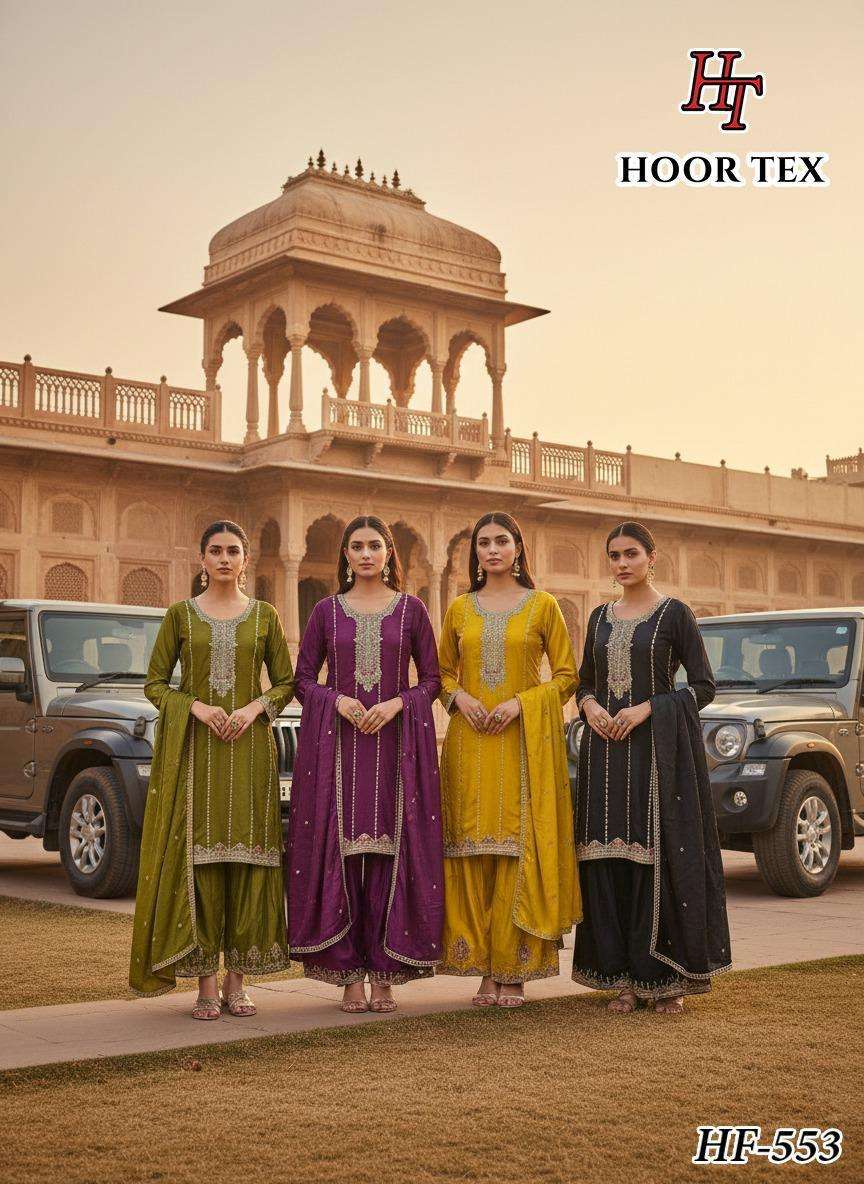 HOOR TEX HF 553 BEAUTIFUL EMBROIDERY DESIGNER WORK READY MADE PAKISTANI SUIT