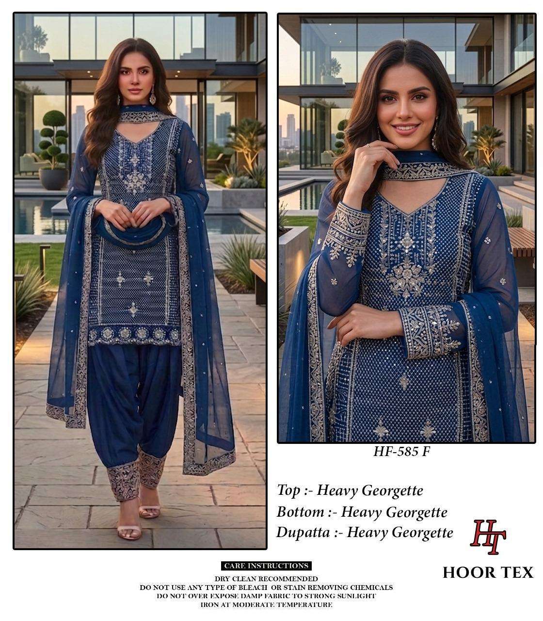 HOOR TEX  HF 585 EFGH GEORGETTE EMBROIDERY DESIGNER READY MADE SUIT