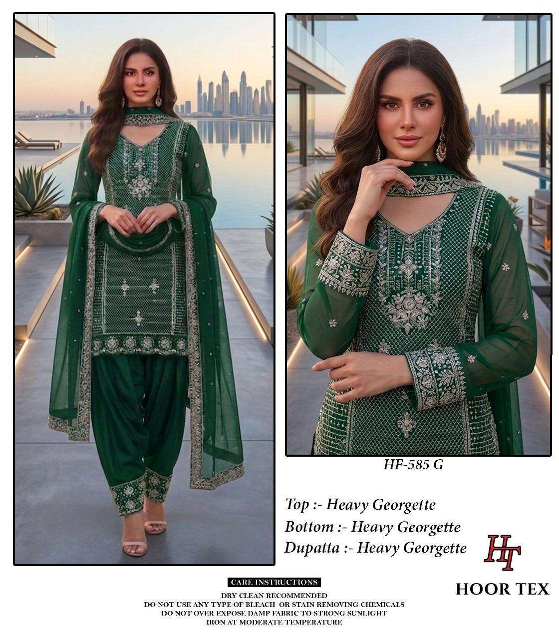 HOOR TEX  HF 585 EFGH GEORGETTE EMBROIDERY DESIGNER READY MADE SUIT