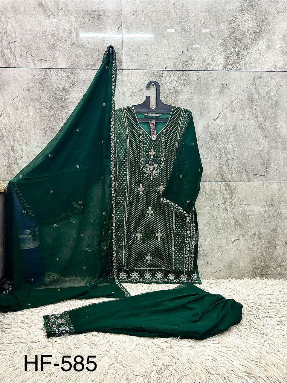 HOOR TEX  HF 585 EFGH GEORGETTE EMBROIDERY DESIGNER READY MADE SUIT