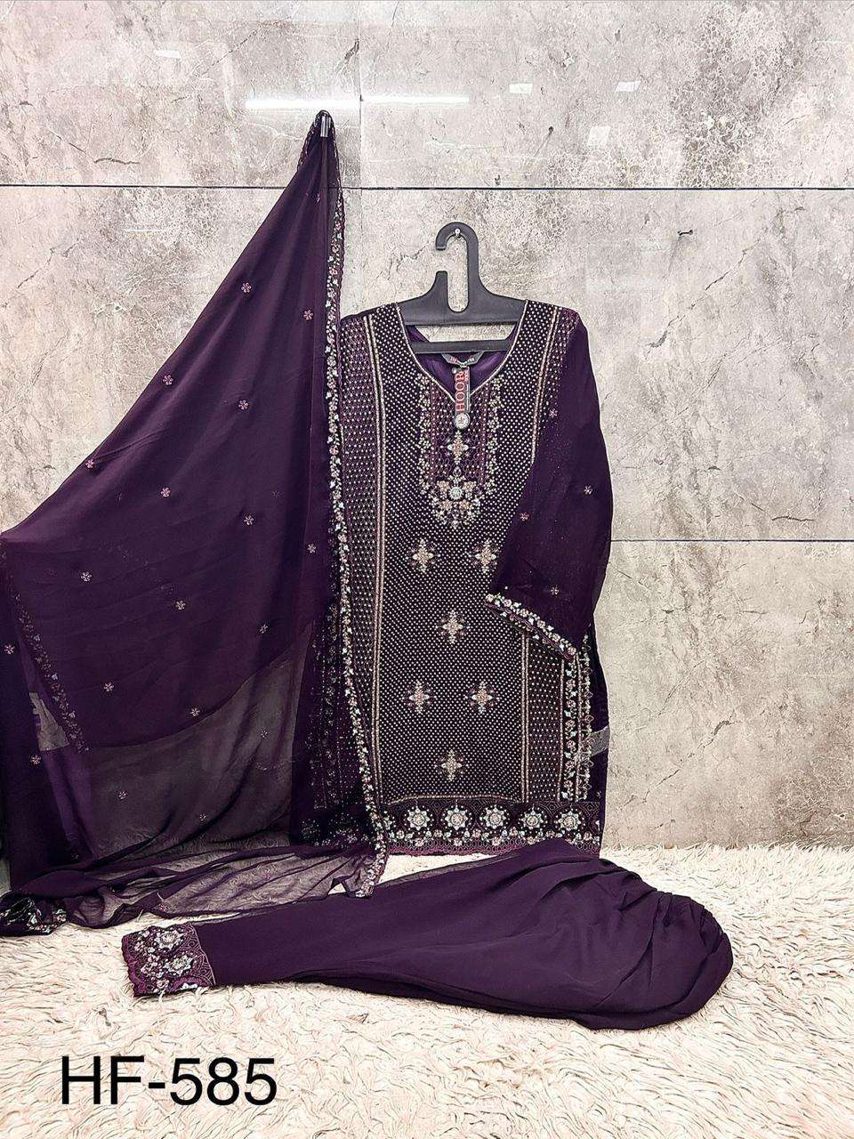 HOOR TEX  HF 585 EFGH GEORGETTE EMBROIDERY DESIGNER READY MADE SUIT