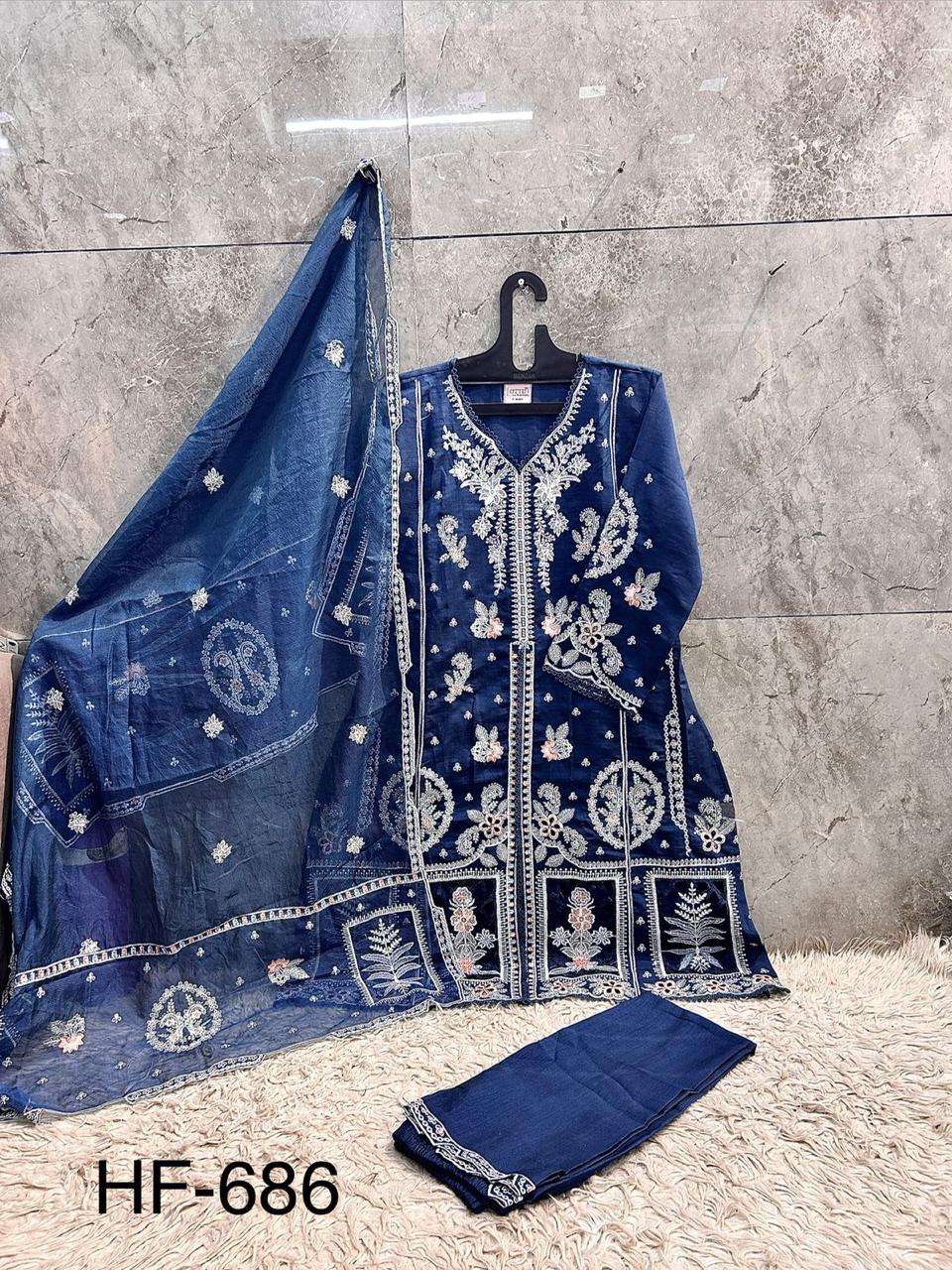 HOOR TEX HF 686 VISCOSE HEAVY BEAUTIFUL EMBROIDERY DESIGNER PAKISTANI SUIT