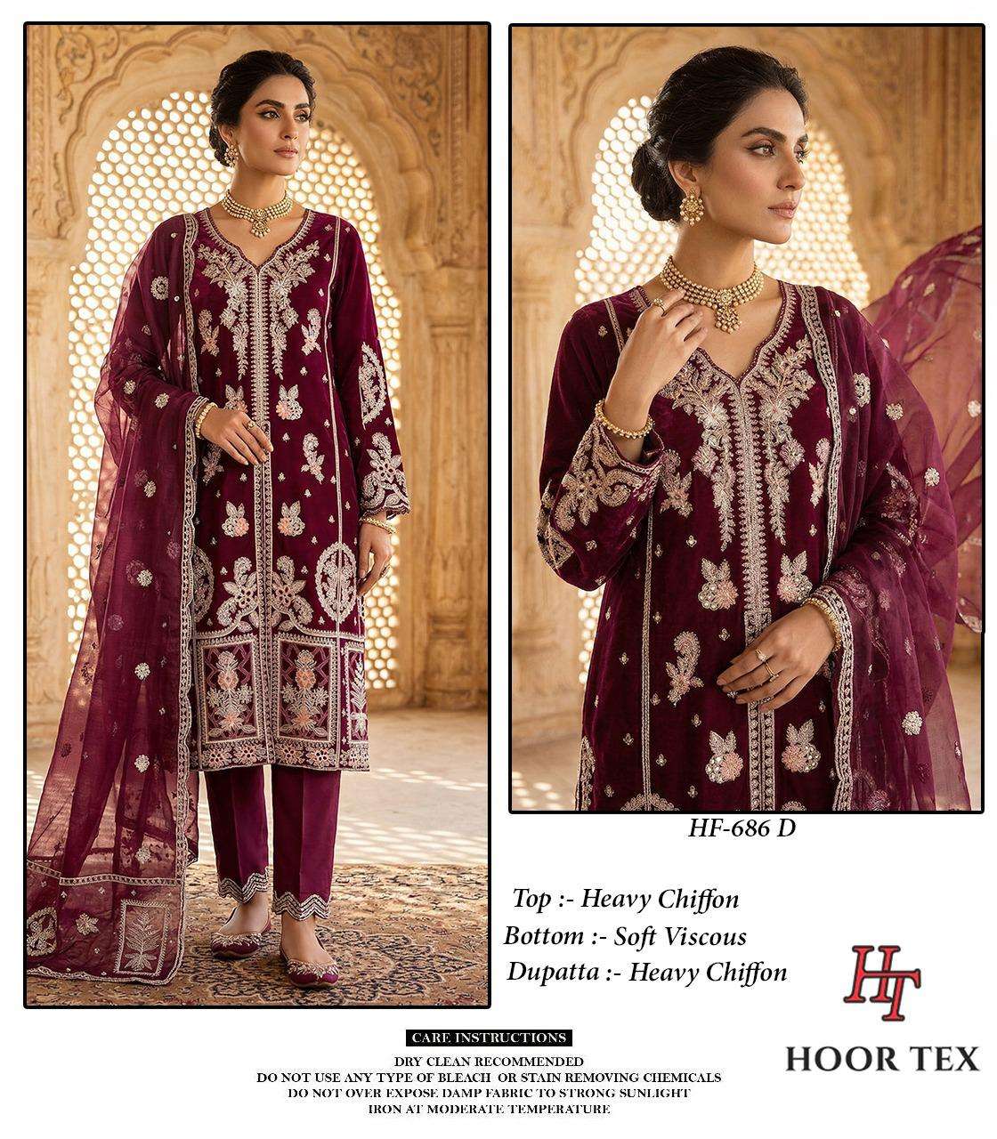 HOOR TEX HF 686 VISCOSE HEAVY BEAUTIFUL EMBROIDERY DESIGNER PAKISTANI SUIT