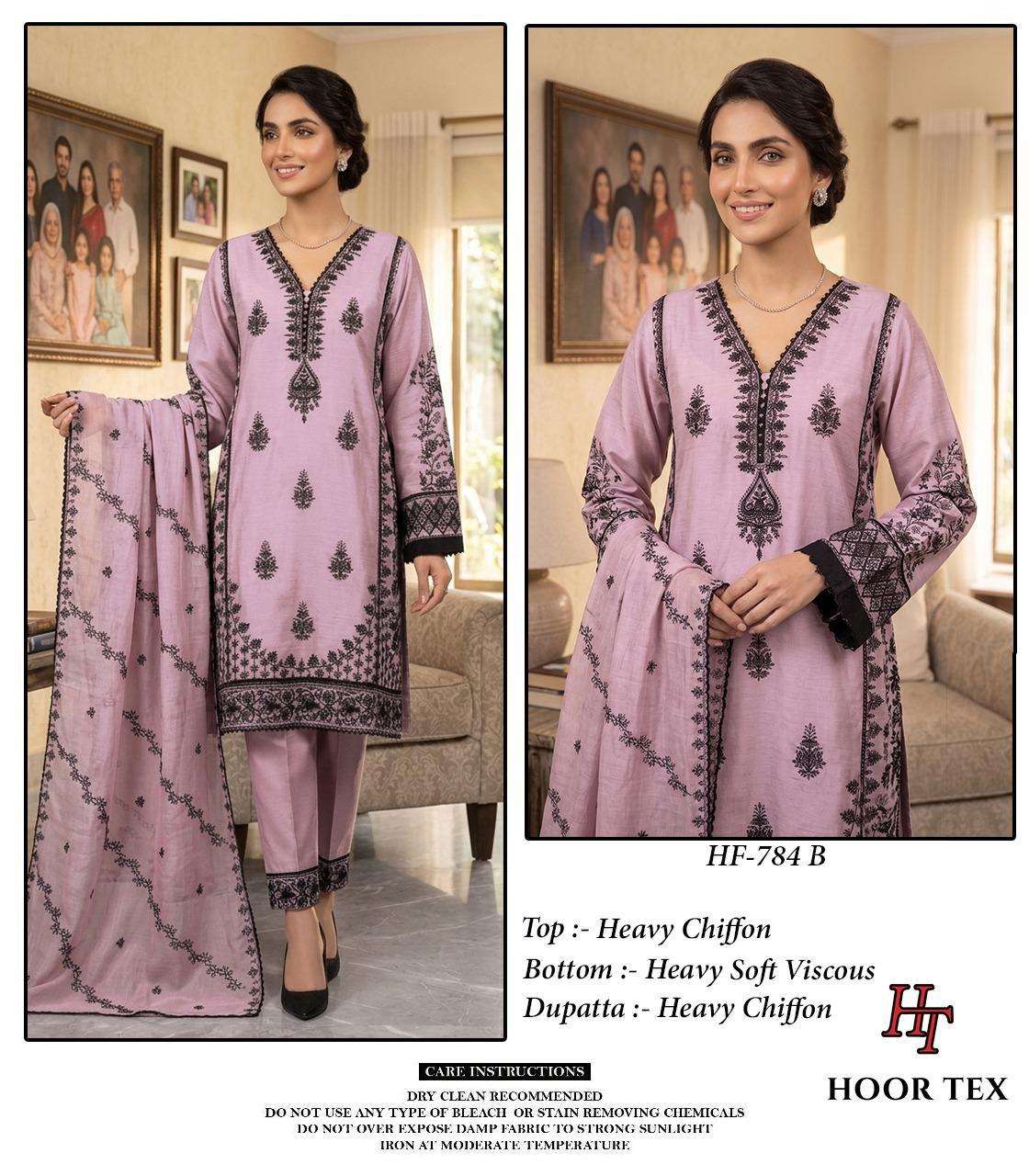 HOOR TEX HF 784 CHIFFON SEQUENCE DESIGNER WORK READY MADE PAKISTANI SUIT