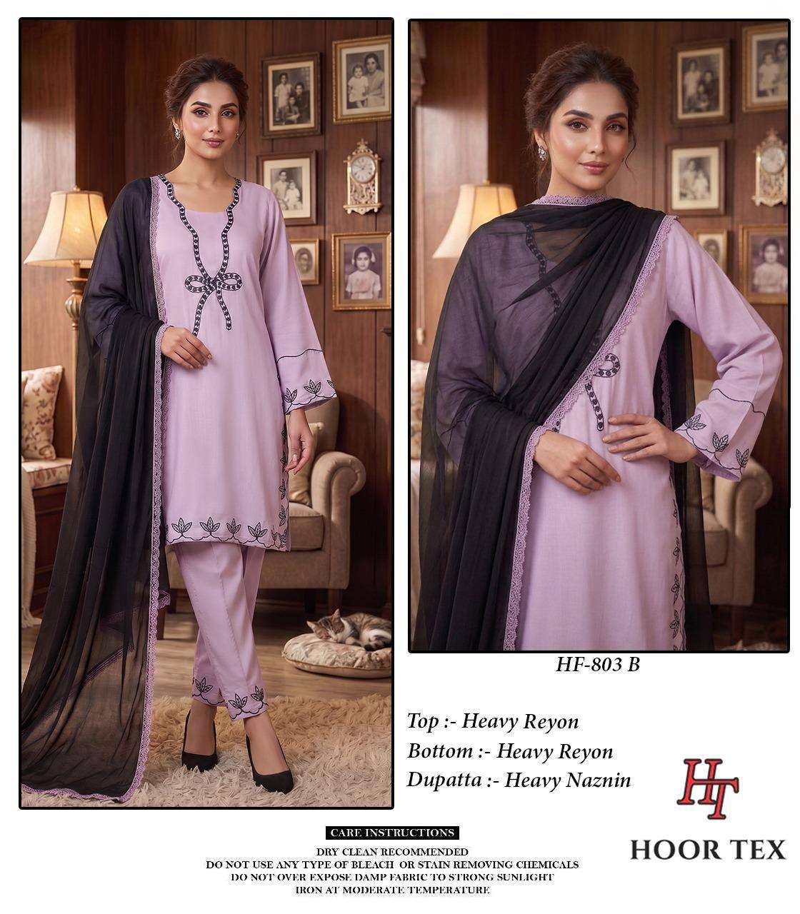 HOOR TEX HF 803 RAYON FANCY EMBROIDERY WORK READY MADE PAKISTANI SUIT