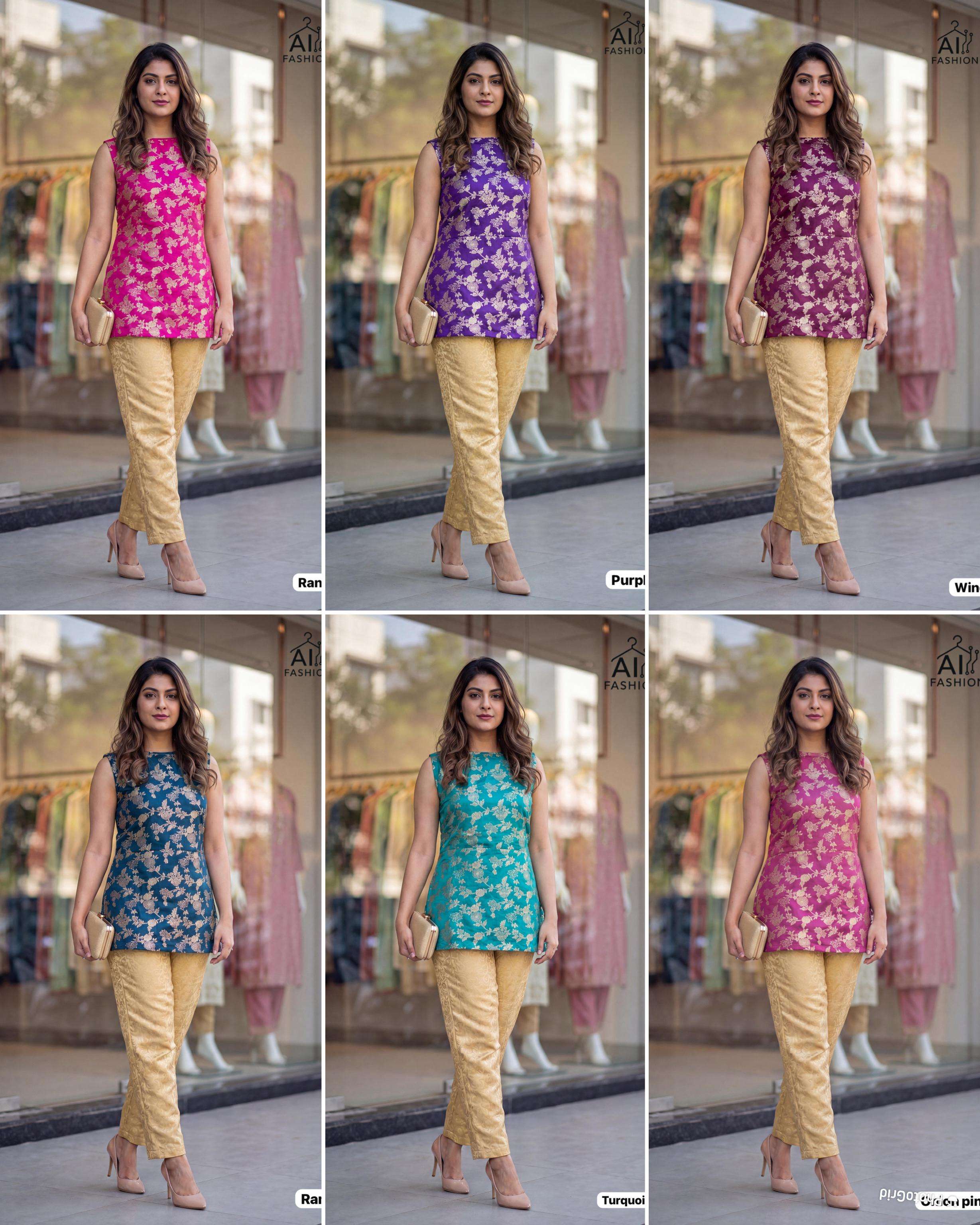 INLI BANARASIYA CORD SET LADIS TOP WITH BOTTOM BANARASI STYLE COLLECTION 