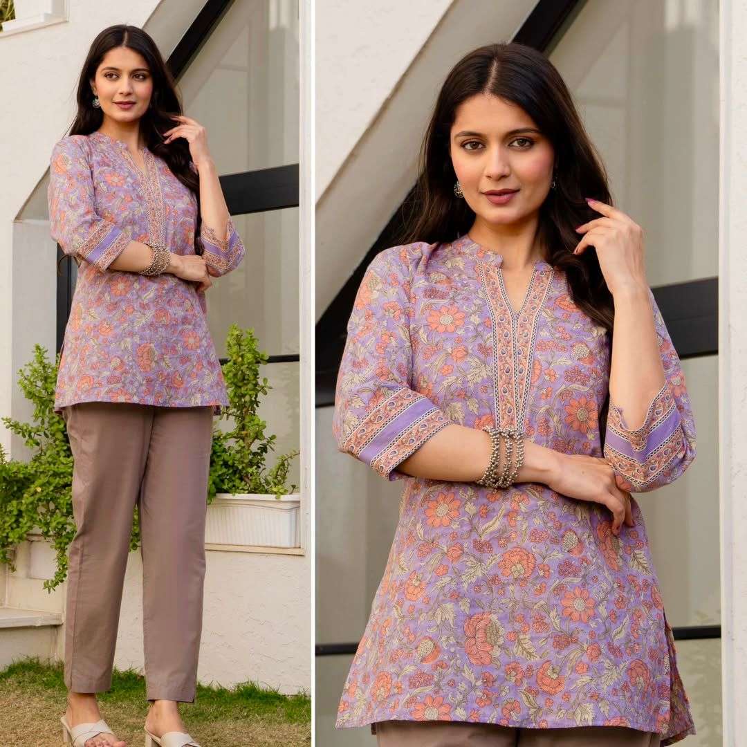 INLI BLUSH 7.0 COTTON PRINTED FANCY SUMMER WEAR LADIES SHORT KURTI