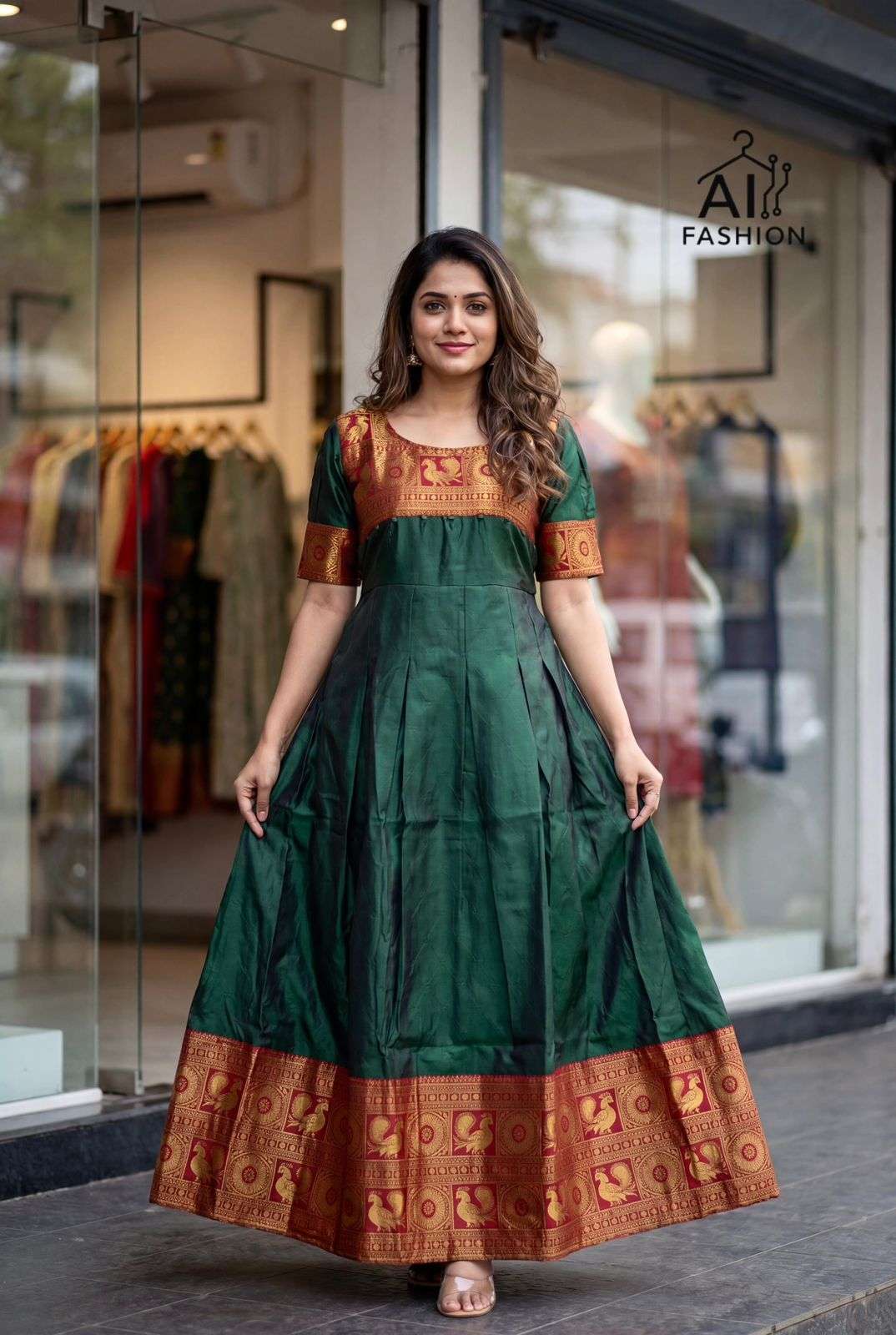 INLI KALYANI GOWN SERIES SILK JACQUARD FESTIVE WEAR LADIES GOWN 