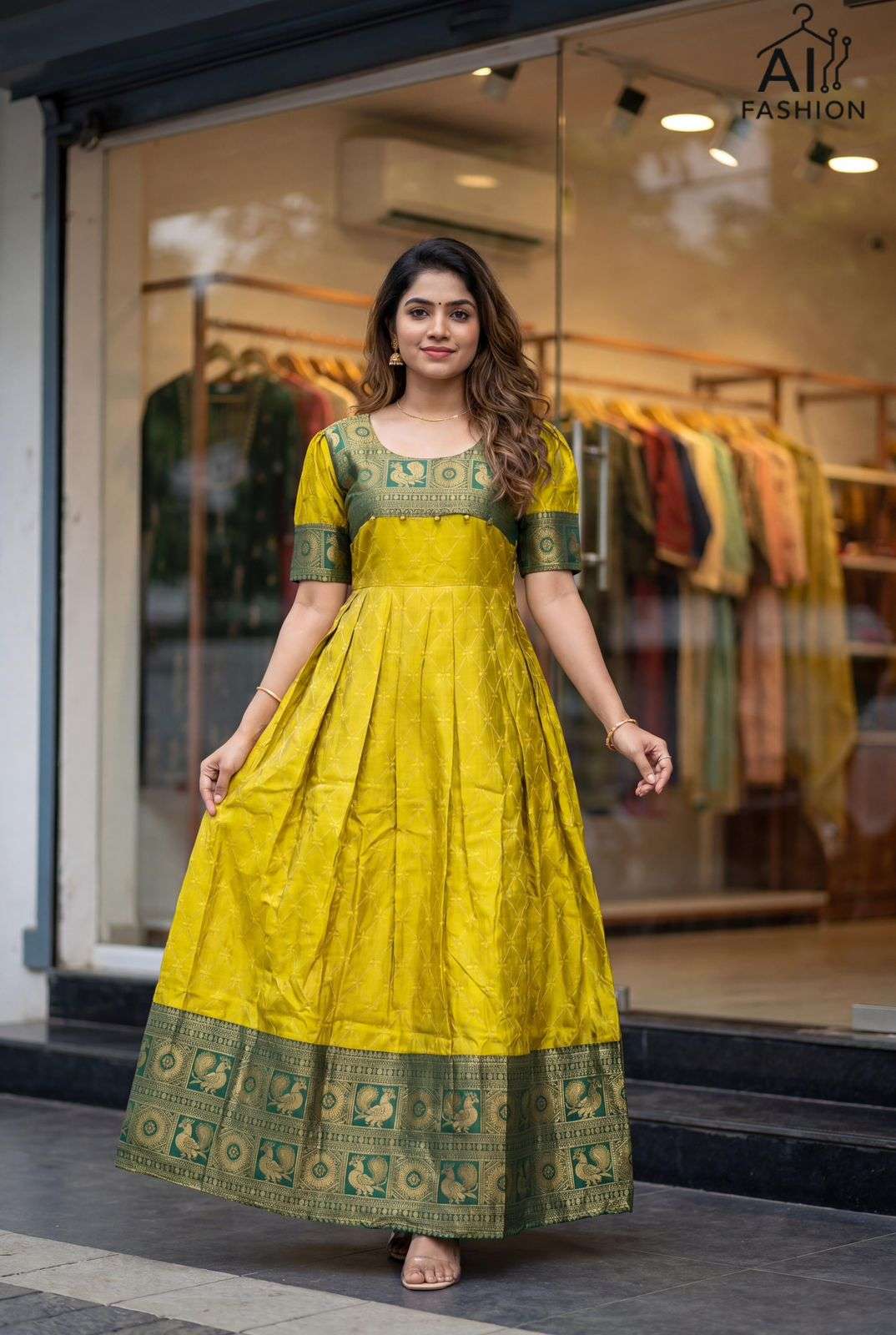 INLI KALYANI GOWN SERIES SILK JACQUARD FESTIVE WEAR LADIES GOWN 