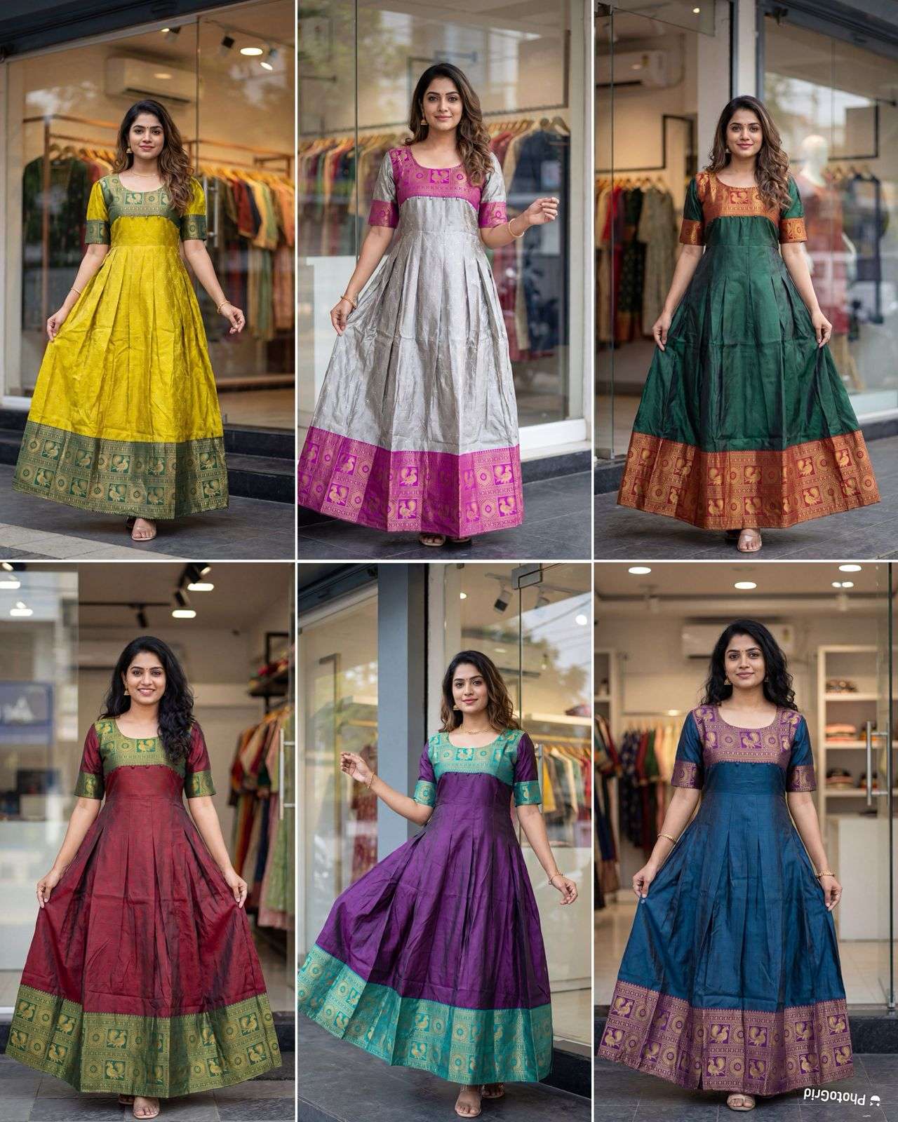 INLI KALYANI GOWN SERIES SILK JACQUARD FESTIVE WEAR LADIES GOWN 