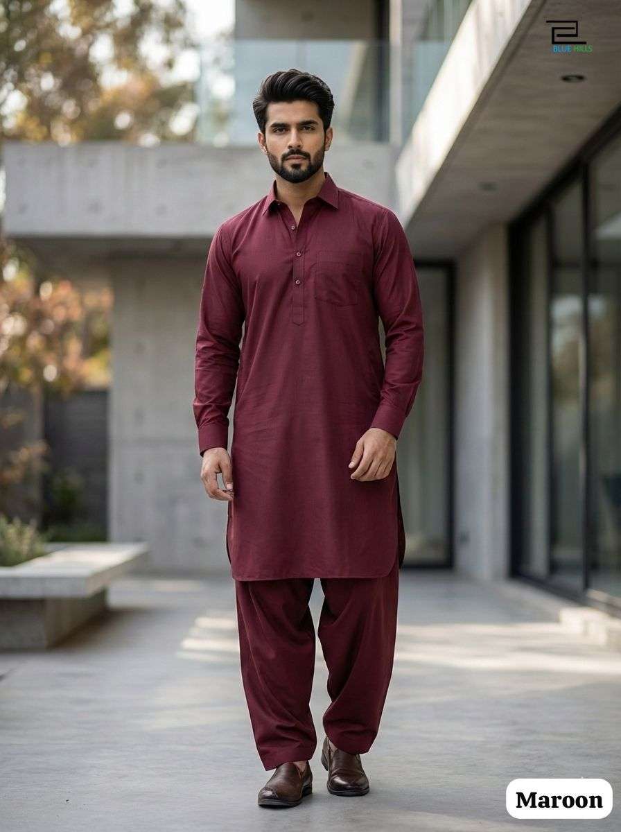 INLI PATHANI VOL 1 COTTON MENS WEAR KURTA WITH BOTTOM PAIR 
