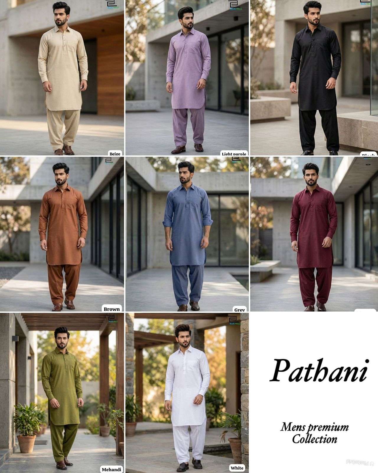 INLI PATHANI VOL 1 COTTON MENS WEAR KURTA WITH BOTTOM PAIR 