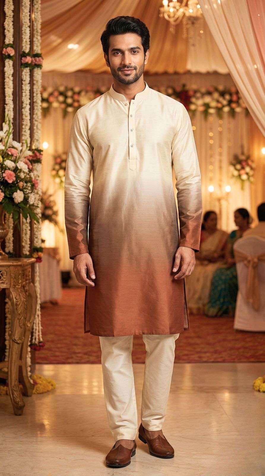 INLI SHADES RAYON TWO TONE FABRIC MENS WEAR KURTA WITH PYJAMA PAIR 
