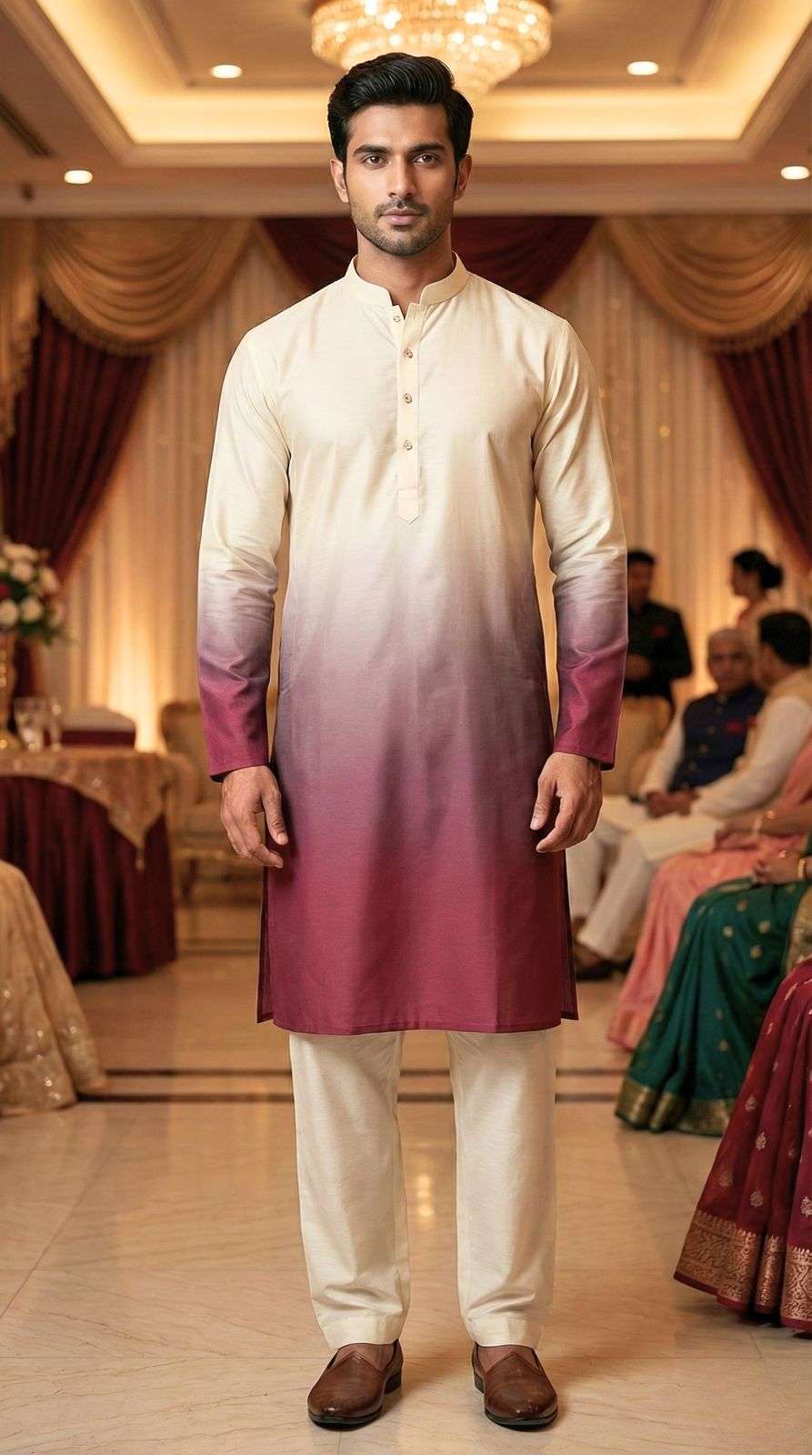 INLI SHADES RAYON TWO TONE FABRIC MENS WEAR KURTA WITH PYJAMA PAIR 
