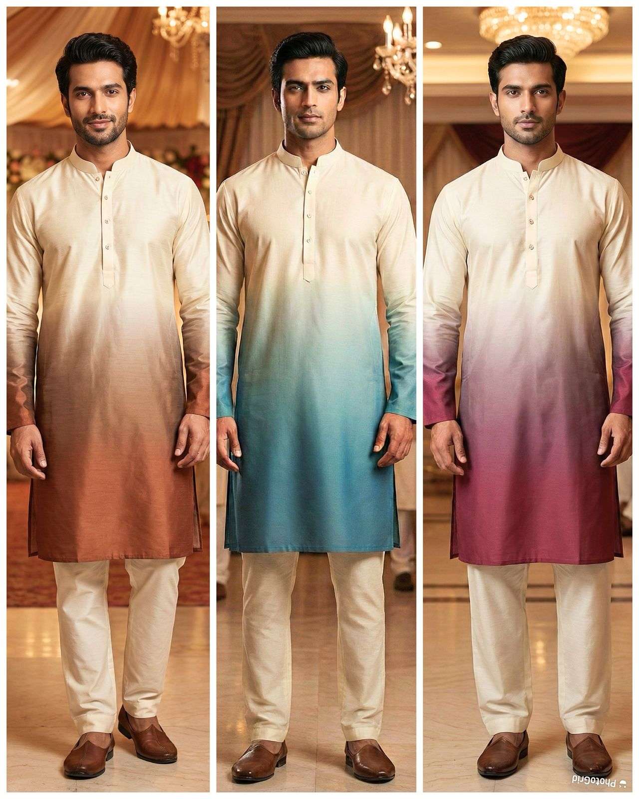 INLI SHADES RAYON TWO TONE FABRIC MENS WEAR KURTA WITH PYJAMA PAIR 