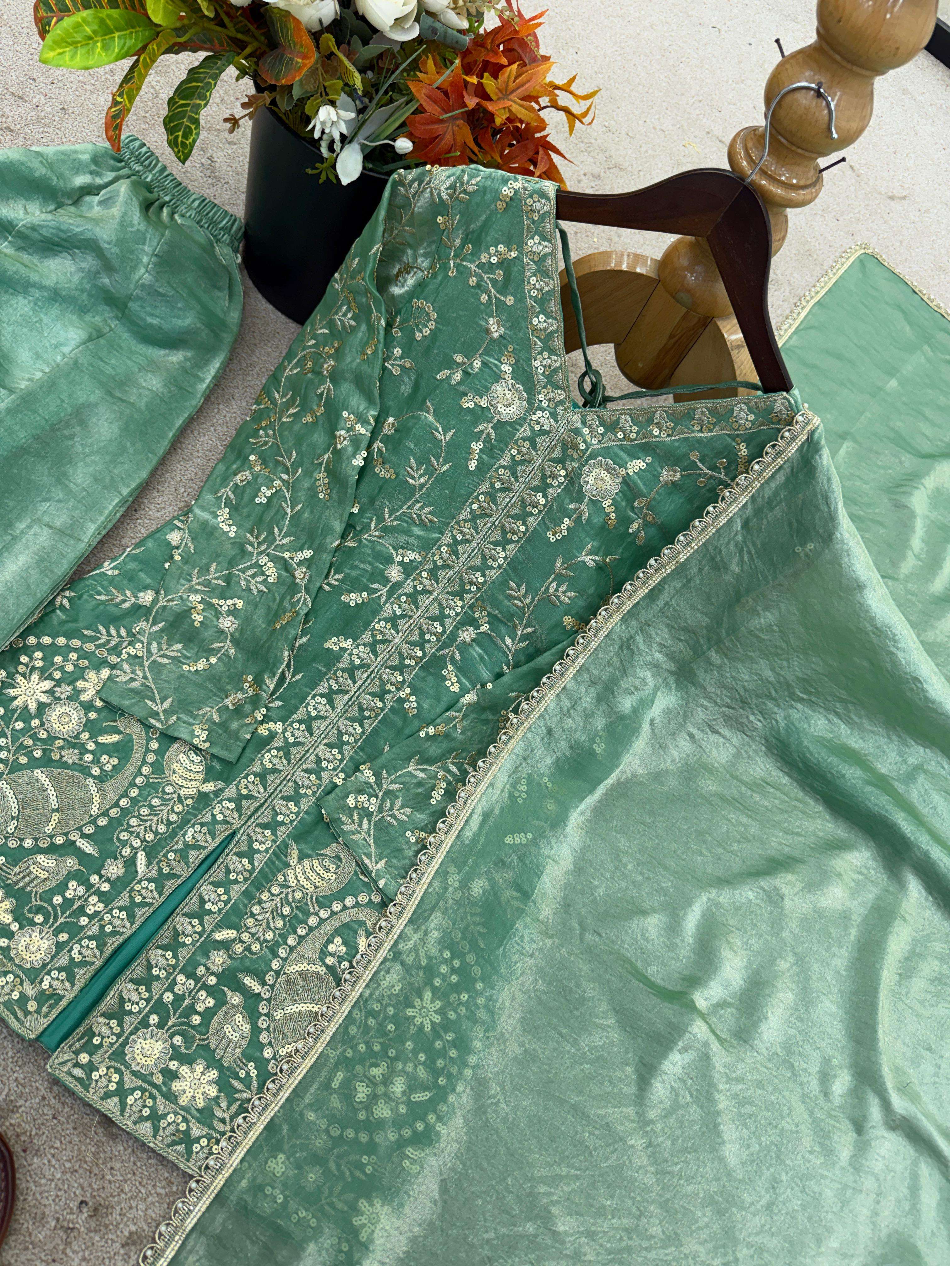 JF 043 SILK HEAVY EMBROIDERD DESIGNER PARTY WEAR LADIES SUIT