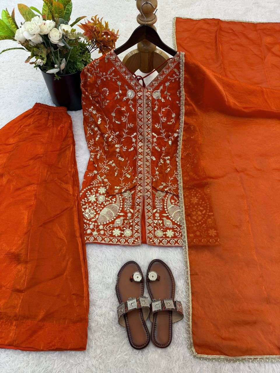 JF 043 SILK HEAVY EMBROIDERD DESIGNER PARTY WEAR LADIES SUIT