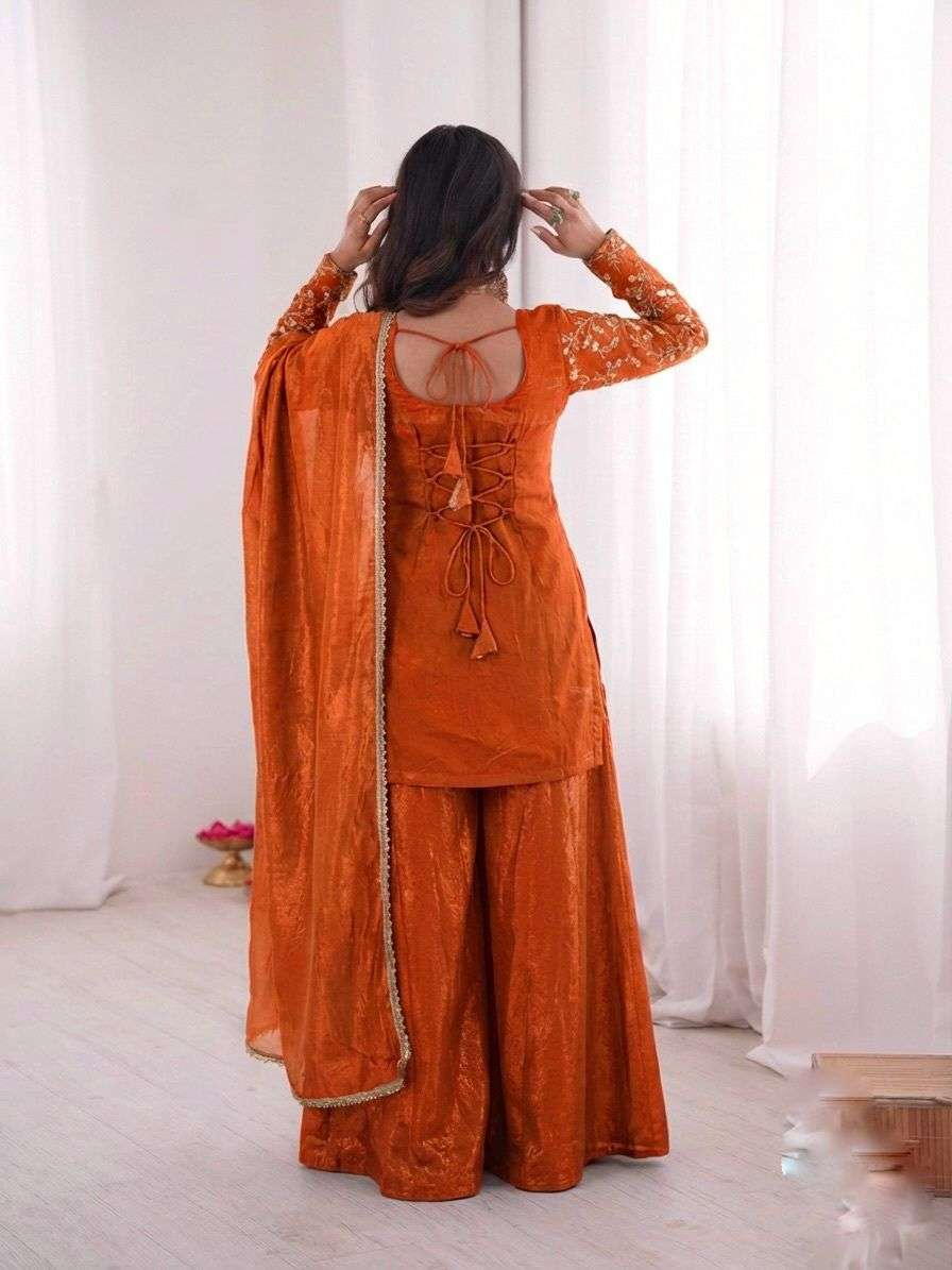 JF 043 SILK HEAVY EMBROIDERD DESIGNER PARTY WEAR LADIES SUIT