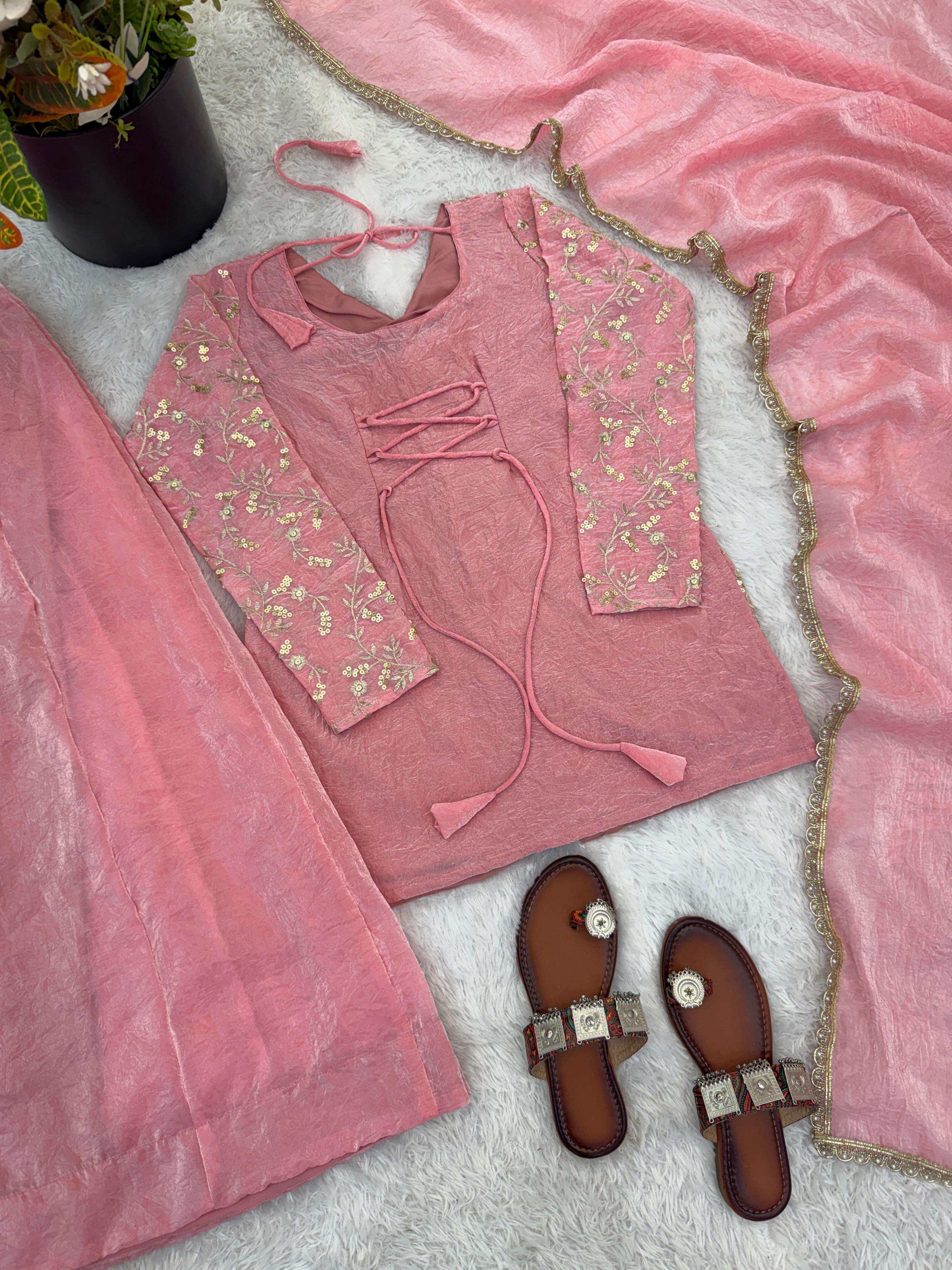 JF 043 SILK HEAVY EMBROIDERD DESIGNER PARTY WEAR LADIES SUIT
