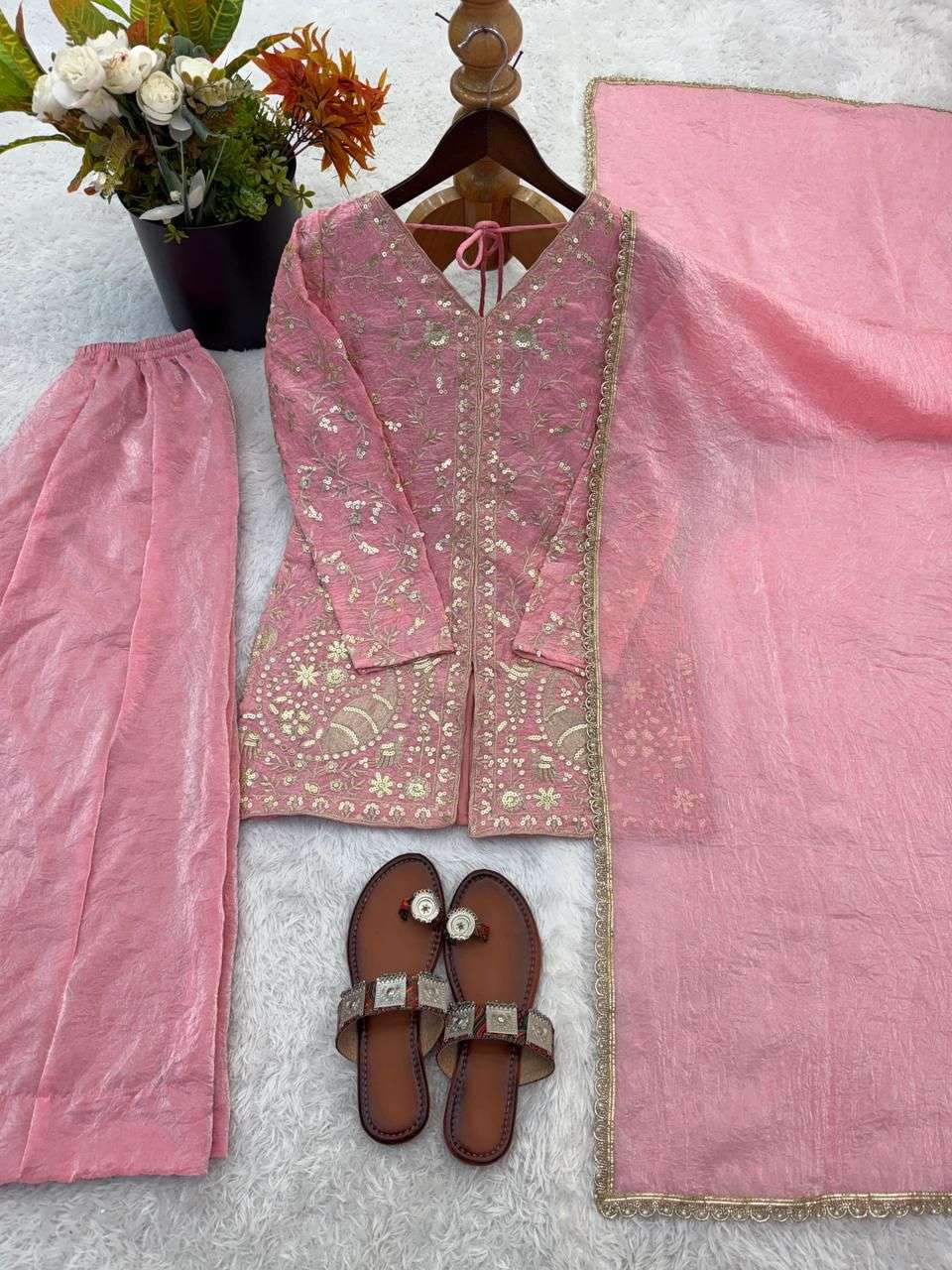 JF 043 SILK HEAVY EMBROIDERD DESIGNER PARTY WEAR LADIES SUIT