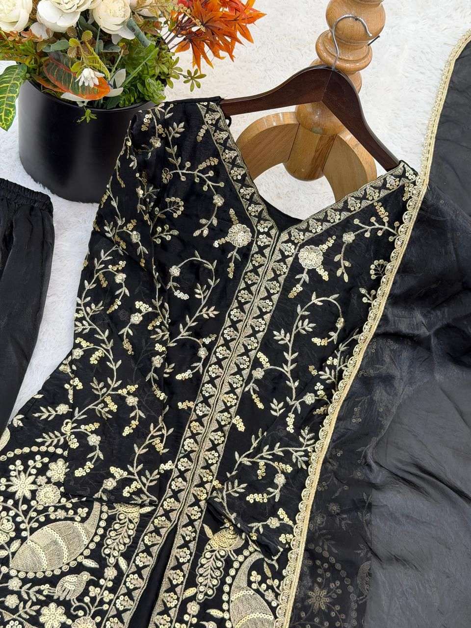 JF 043 SILK HEAVY EMBROIDERD DESIGNER PARTY WEAR LADIES SUIT