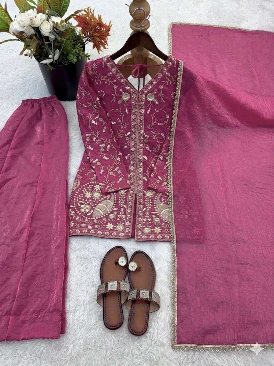 JF 043 SILK HEAVY EMBROIDERD DESIGNER PARTY WEAR LADIES SUIT