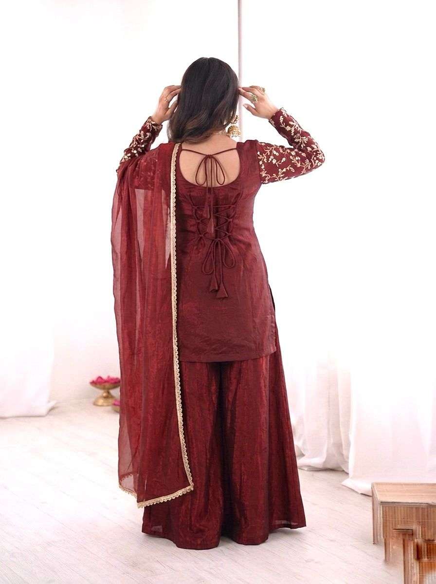 JF 043 SILK HEAVY EMBROIDERD DESIGNER PARTY WEAR LADIES SUIT