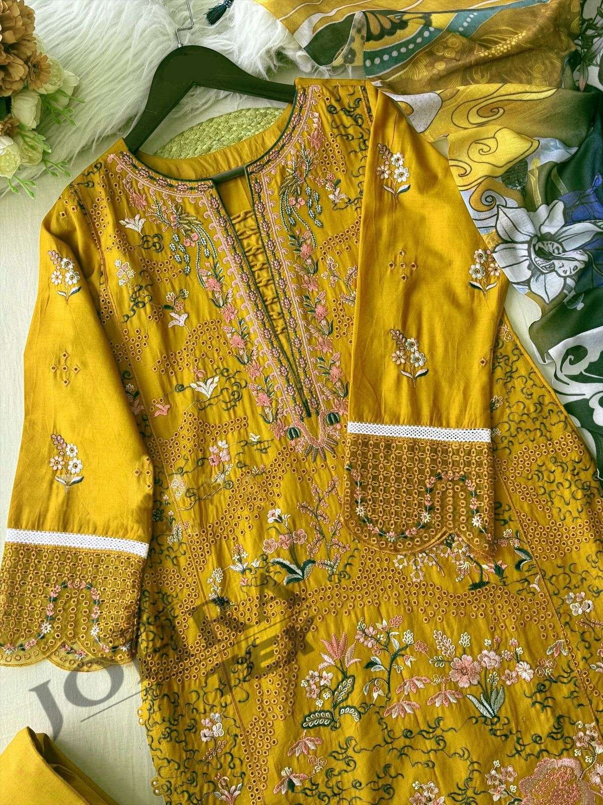 JOHRA TEX JT 195 B COTTON WITH HEAVY EMBROIDERY DESIGNER WORK PAKISTANI SUIT