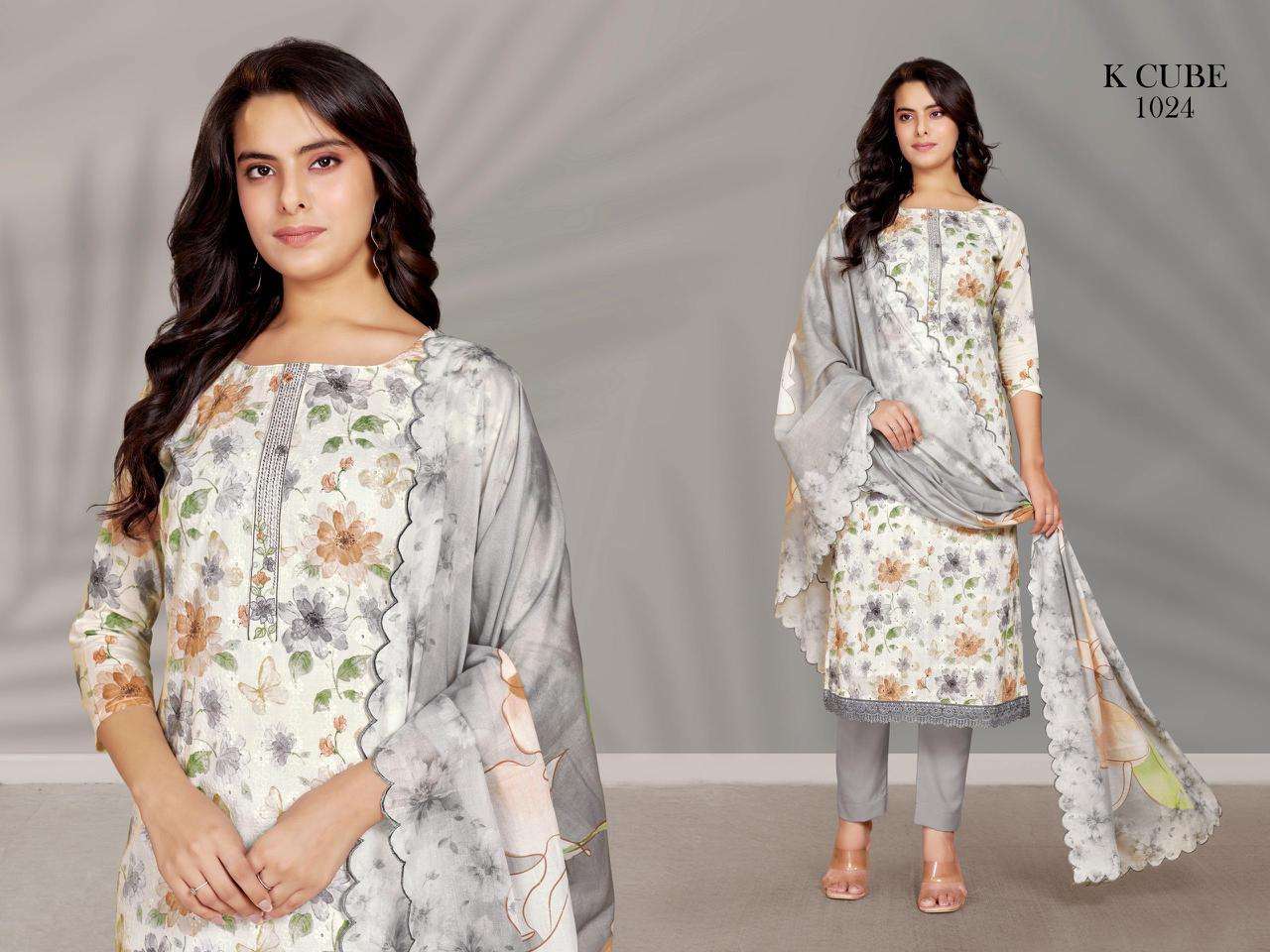 K CUBE SHIVANYA 1024 COTTON SCHIFFLI DIGITALLY PRINTED LADIES SUIT